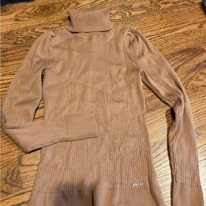 DKNY Camel Ribbed Turtleneck Sweater